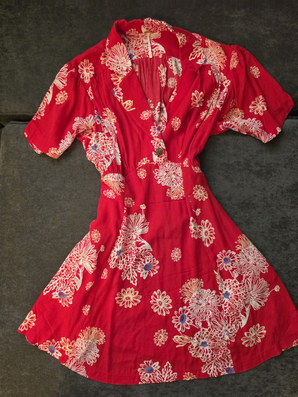 Free People Red Floral Mini Dress